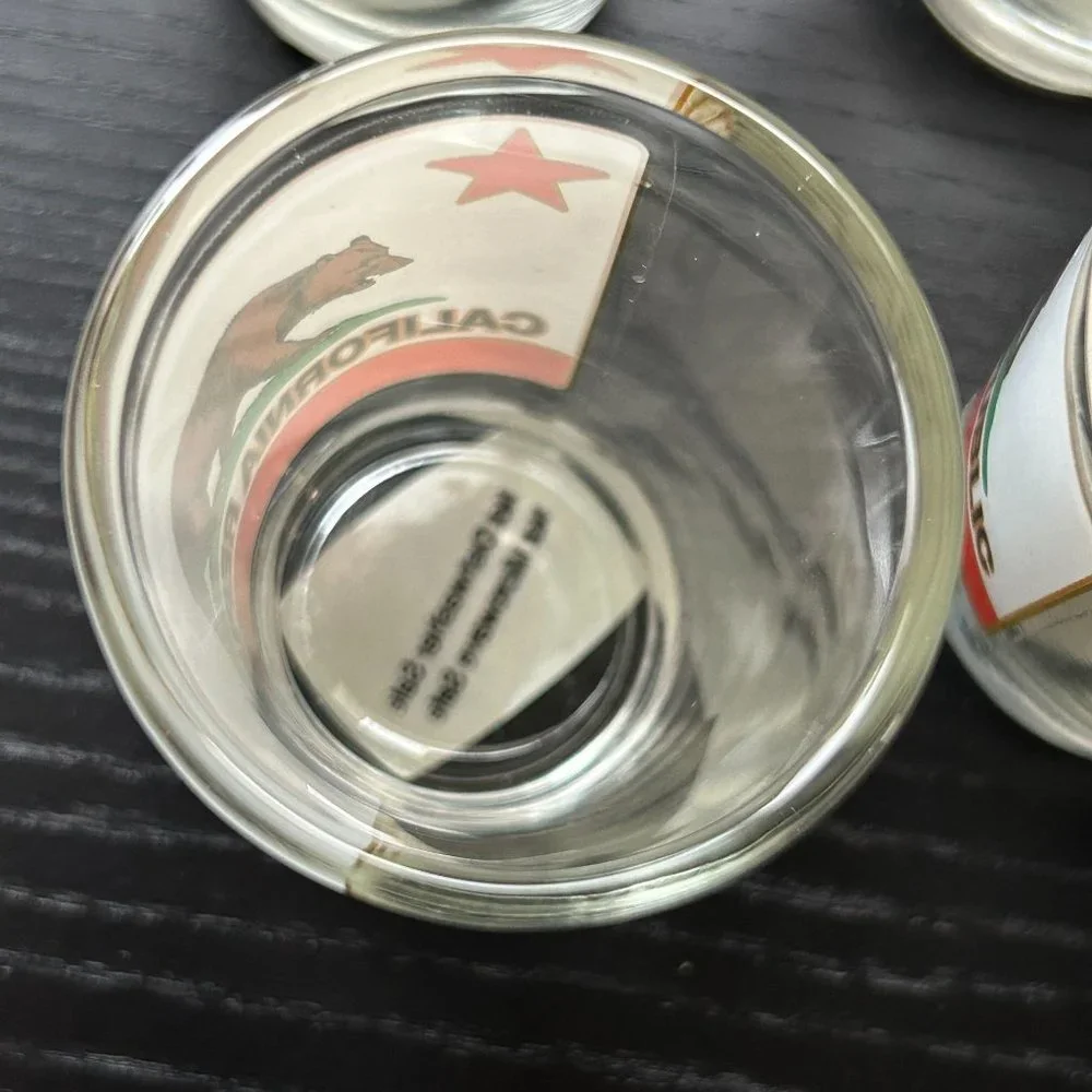 Lot of 4 California Cali Republic Shot Glass Bear Flag Souvenir Decor‎ Gift